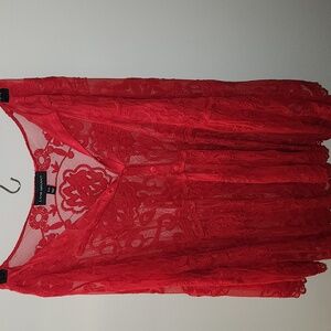 Lane Bryant Vibrant Red Sheer Lace Top